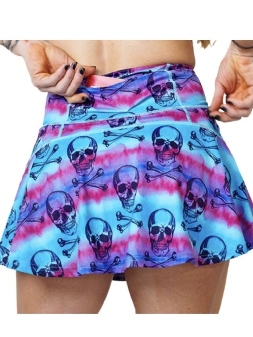 Constantly Varied Gear Watercolor Skulls Skirt Size Medium